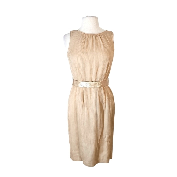 Lida Baday Champagne Silk Belted Dress - Picture 1 of 6